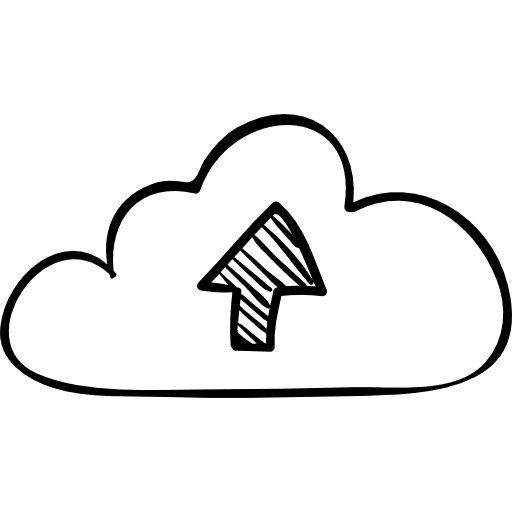 Upload to internet cloud sketch interface cloud outline icon