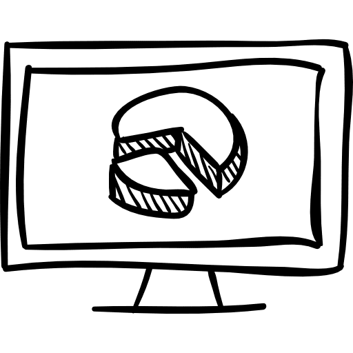 Circular graphic of percentage on monitor screen graphic percentage business icon