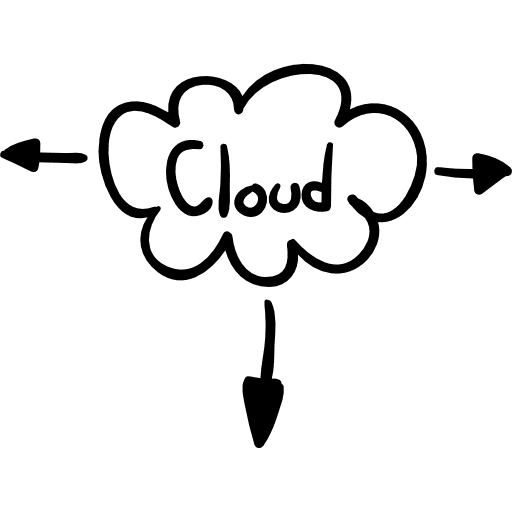 Internet cloud sketch with arrows interface outline directions icon