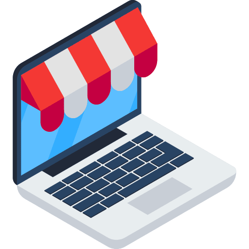 Laptop online store computer commerce icon