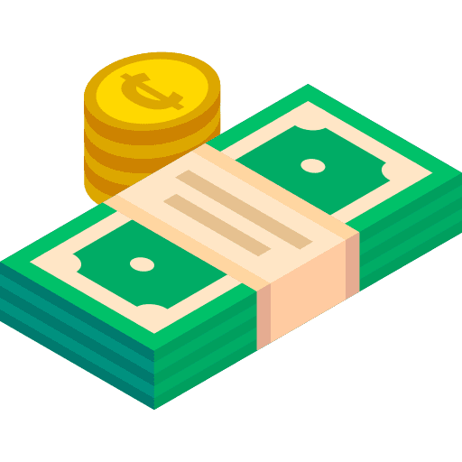 Money business and finance coins notes icon