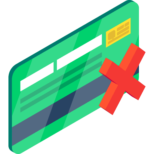 Credit card reject commerce and shopping credit icon