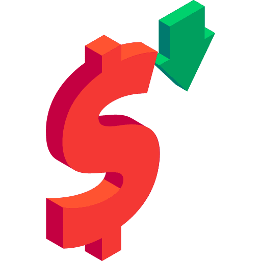 Price down commerce and shopping business and finance dollars icon
