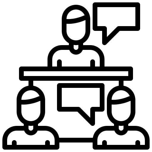 Meeting man training discussion icon Meeting man training discussion icon