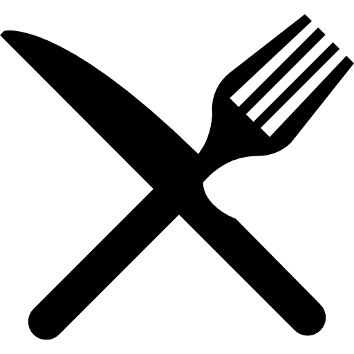 Fork and knife in cross symbol eating interface icon