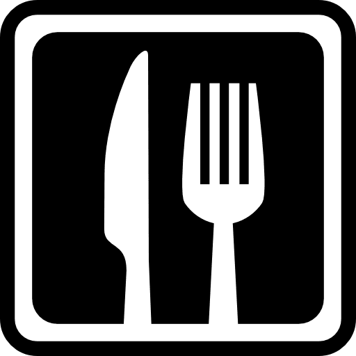 Knife and fork in a square for interface symbol for restaurants fork knife food icon