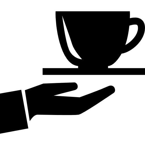 Coffee cup on a hand tea drink coffee icon