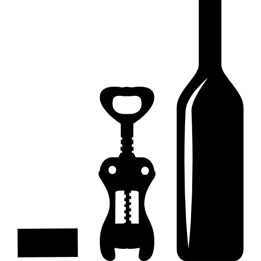 Wine bottle and opener tools tools and utensils drink icon