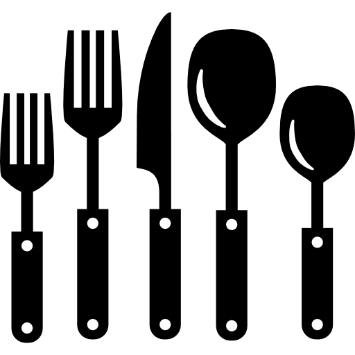 Cutlery set of five pieces kitchen utensils cutlery tools and utensils icon