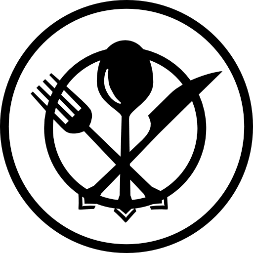 Cutlery on circular plate kitchen pack plate eating icon