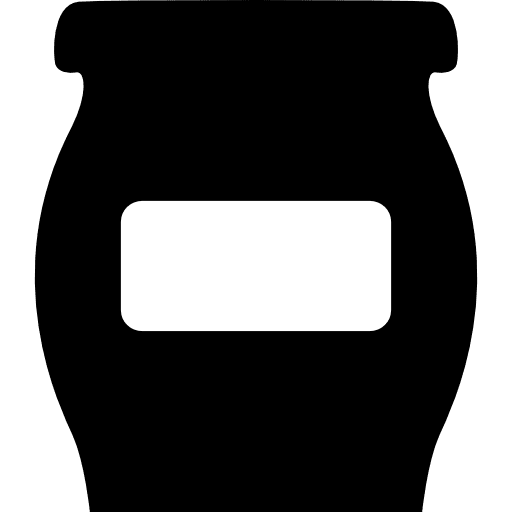 Bowl or flask with empty label for kitchen to store food kitchen pack labeled tool icon