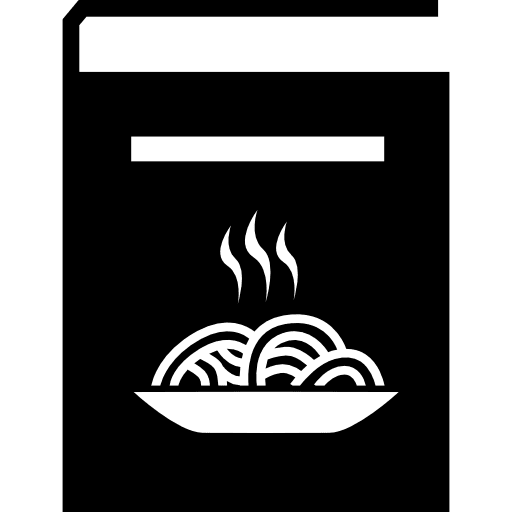 Recipes book with spaghetti plate on the cover kitchen pack cover food icon