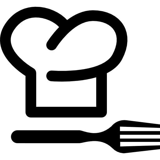 Chef hat and fork utensil chef kitchen utensils icon