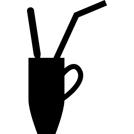 Tall cup with straw and spoon inside cup straw spoon icon