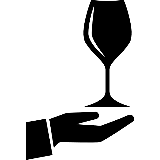 Glass on a hand wine drink glass icon