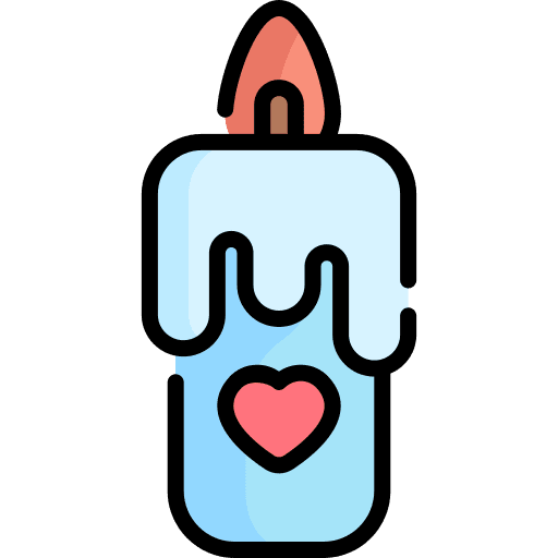 Candle light heart romanticism icon