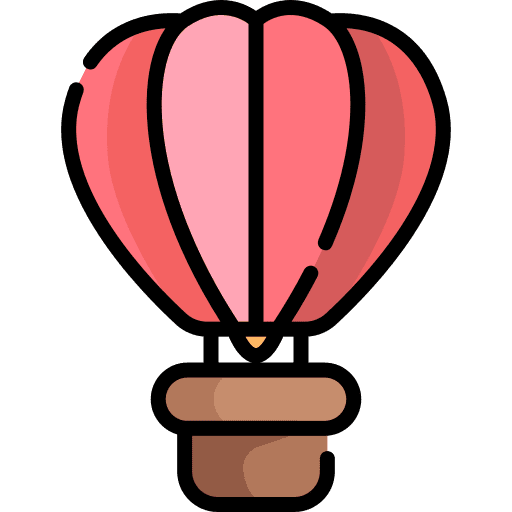 Hot air balloon cityscape urban air icon