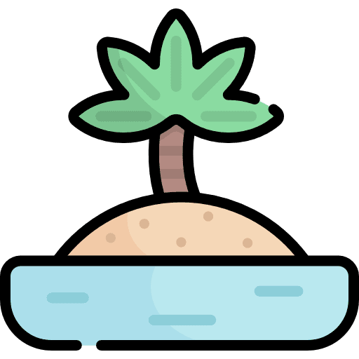 Island tropical palm tree oasis icon