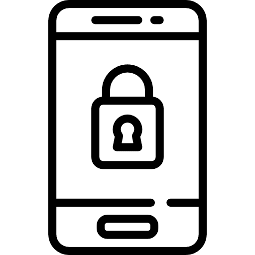 Mobile phone padlock security lock icon