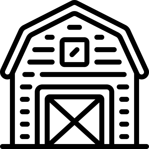 Barn architecture and city farm barn icon