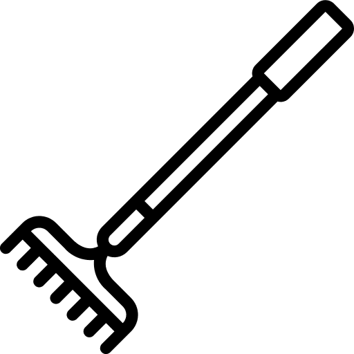 Rake tools and utensils gardening hatchet icon