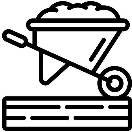 Wheelbarrow construction and tools wheelbarrows work tools icon