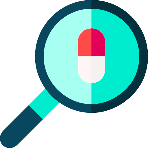 Research loupe pill medicine icon