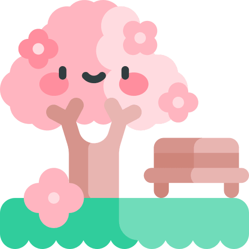 Park architecture and city bench park icon