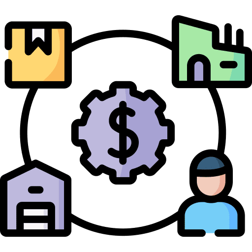 Value chain factory industrial cost icon