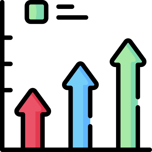 Bar chart graph business and finance arrows icon