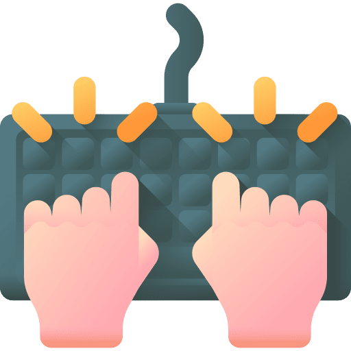 Working keyboard hands working at home icon