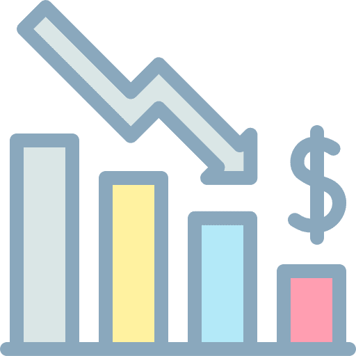 Down line bars business and finance bar chart icon