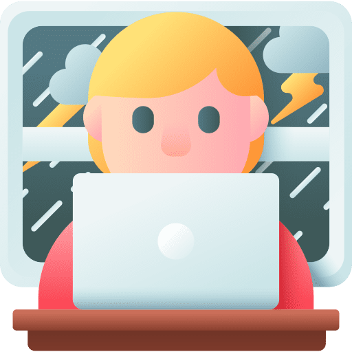 Working at home bad weather telecommuting laptop icon Working at home bad weather telecommuting laptop icon