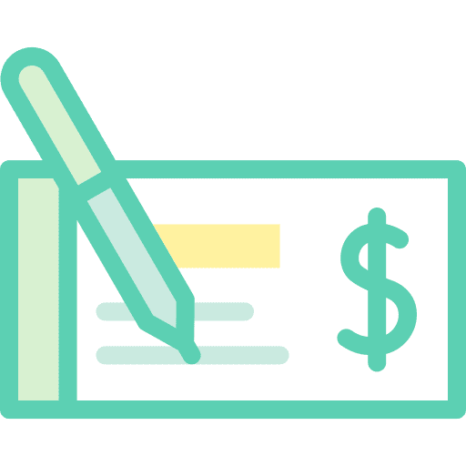 Cheque money pen bank check icon