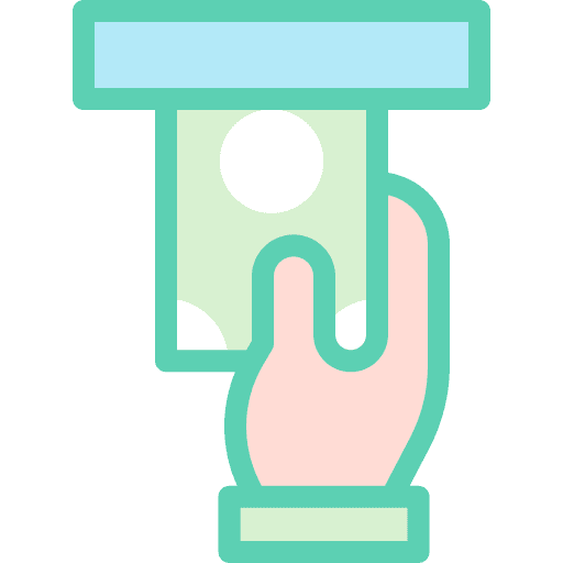 Withdrawal hand banknote business and finance icon