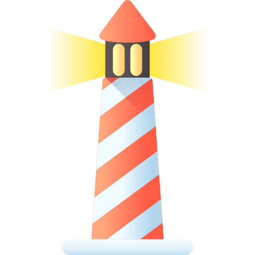 Lighthouse guide tower orientation icon