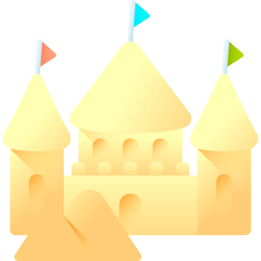 Sand castle buildings childhood toy icon