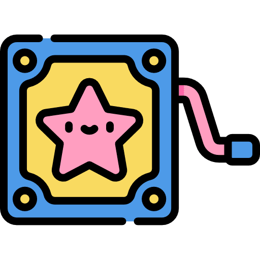 Clown present boxes toy icon Clown present boxes toy icon