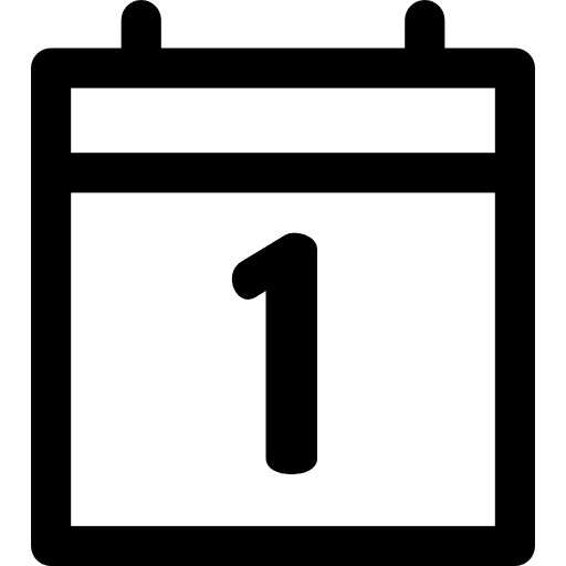 Number 1 day calendar number 1 icon