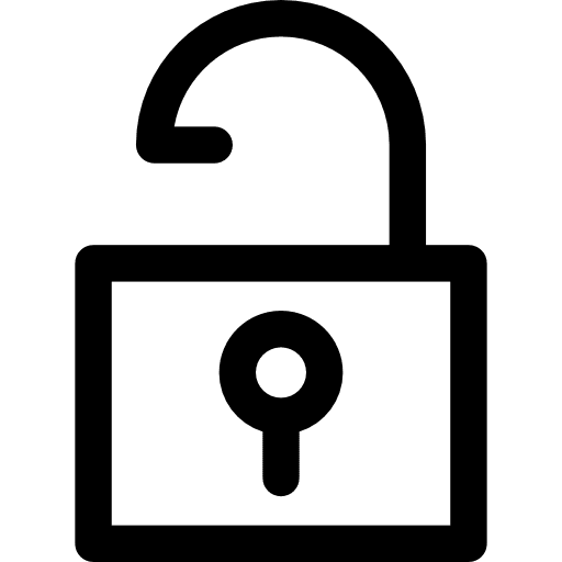 Opened security unlocked padlock icon