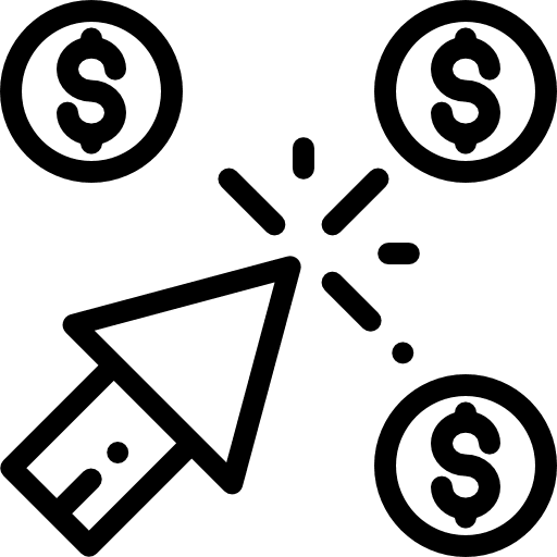 Pay per click dollar symbol coin pay per click icon