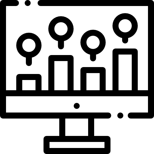 Analytics analysis computer screen icon