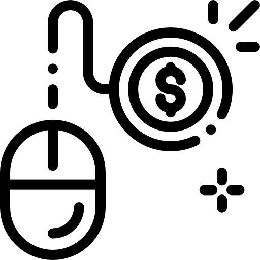 Pay per click pay commerce and shopping money icon