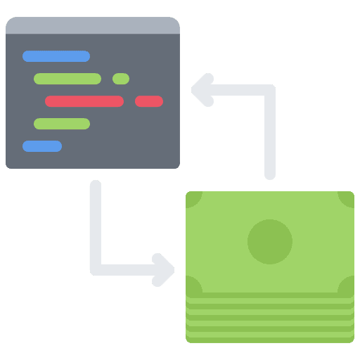 Money computer code arrows icon Money computer code arrows icon