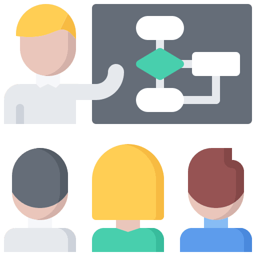 Training meeting business and finance flow chart icon