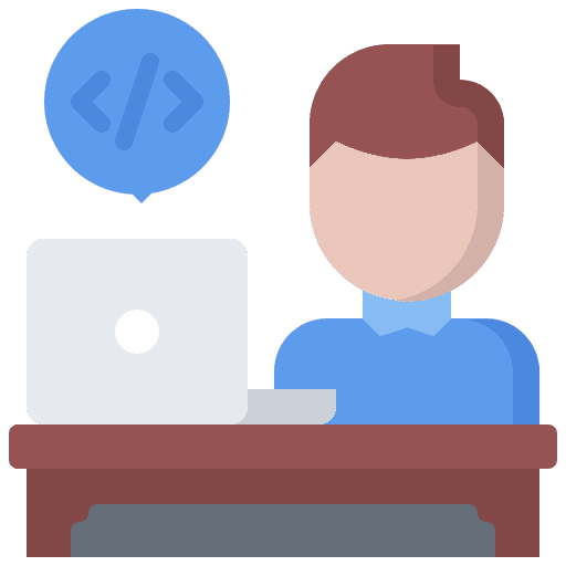 Programmer speech bubble desk user icon Programmer speech bubble desk user icon