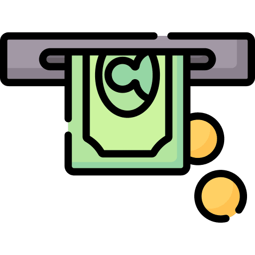 Cash cash machine dollar bill icon