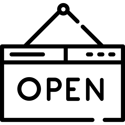 Open sign shop opening hours icon