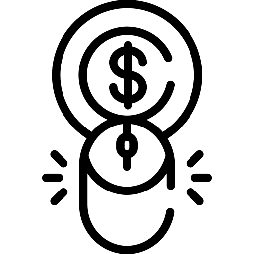 Pay per click coin mouse multimedia icon