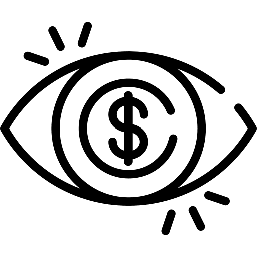 Vision dollar money eye icon